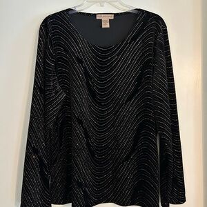 Notations Black and Silver Glitzy Long Sleeve Top